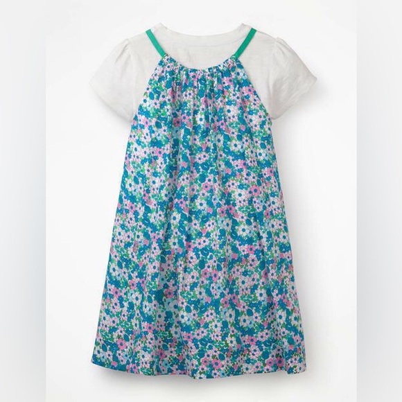 Mini Boden Printed Dress Set in Sea Breeze Blue Floral Print Size 7-8 Years - Picture 2 of 16